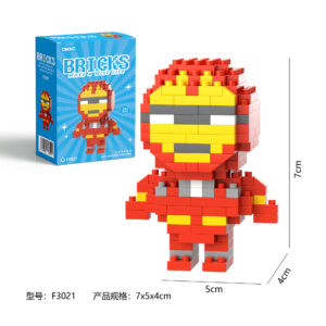 DMXC Hero Bricks F3021 Iron Man style micro building block pixel-art figurine DIY collectible set