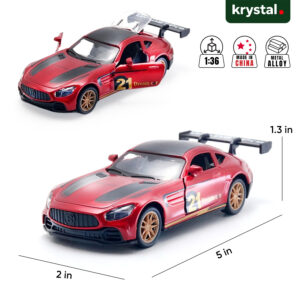 Red Mercedes-AMG GT R 1:36 scale alloy diecast car with opening doors and Dream Car decals