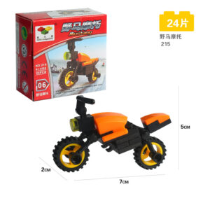 Mustang Motorcycle building block set with 24 pieces, LEGO-compatible orange racing toy for kids ages 6+