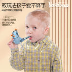 Blue musical water bird whistle for kids, interactive toy for realistic bird sounds and oral motor skills development