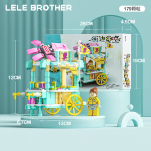 Lele Brother Mini Food Cart building blocks set, 179-piece octopus street food stall with mini figure