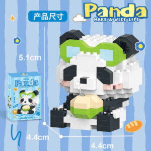 Lele Brother Make a Wise Life micro building blocks panda with green sunglasses and coconut drink DIY toy kit