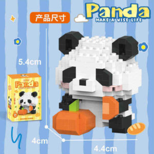 Lele Brother Panda micro building block set with pumpkin accessory, Make a Wise Life series DIY toy