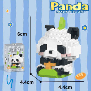 Lele Brother Panda micro building blocks DIY kit, W1508-04 mini brick figure with bamboo snack