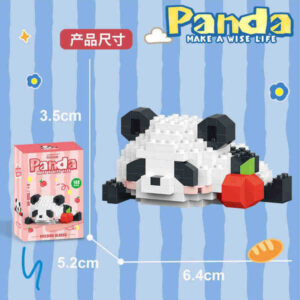 Lele Brother Panda Make a Wise Life micro building blocks DIY kit, miniature panda with apple 3D puzzle toy