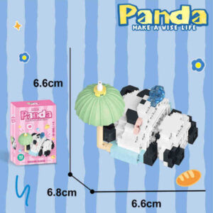 Panda Make a Wise Life micro building blocks set with green sunshade and 153 micro pieces