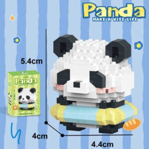 Lele Brother micro building blocks panda in swimming ring, Make a Wise Life series DIY miniature toy