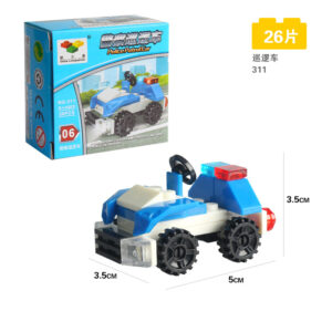 Police Patrol Car building blocks set, 26 pieces, LEGO-compatible mini SWAT tactical vehicle toy
