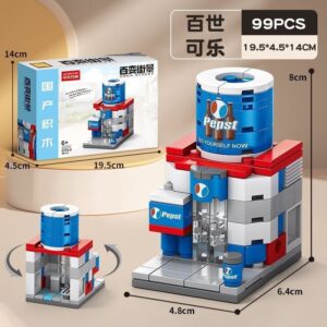 Lelebrother Crea Street Pepst soda shop miniature building block set, 99 pieces