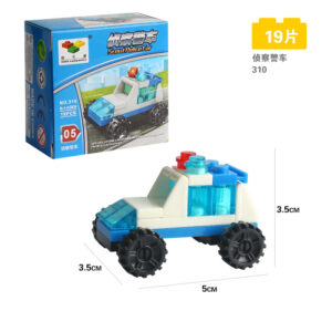 Scout Police Car building blocks set, 19-piece LEGO-compatible mini tactical vehicle toy for kids