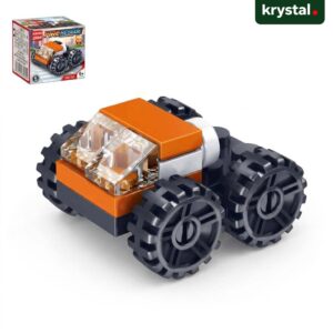 Lele Brother 3M703 orange fire rescue building block vehicle, LEGO-compatible DIY toy for kids