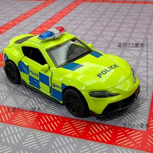 Green Toyota GR Supra 1:43 scale police car diecast model with authentic livery and roof light bar