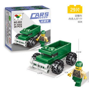 Military armored transport vehicle building blocks set with soldier minifigure, LEGO compatible tactical toy for kids