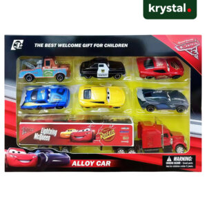 Lightning McQueen Transport & Racing Set with 1:64 scale alloy cars and Rust-eze hauler truck