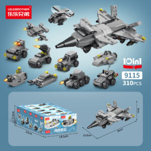 Lele Brother 9115 War Eagle Aokong 10-in-1 building blocks, 310pc LEGO compatible fighter jet and military toy set
