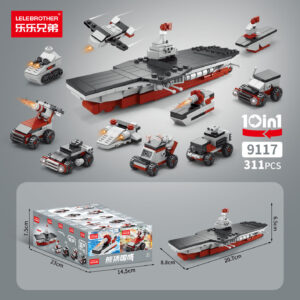 Lele Brother 9117 10-in-1 Aircraft Carrier building blocks set, 311 piece Lego compatible naval vessel toy