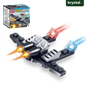 Lele Brother City SWAT stealth aircraft building blocks, LEGO-compatible police jet toy model 3M725