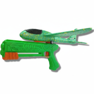 Green foam airplane launcher gun catapult toy with EPP foam glider for outdoor kids play