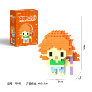 DMXC Hero Bricks F3033 micro building block pixel art figurine with orange hair and purple staff DIY kit