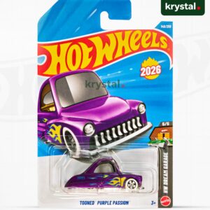 Hot Wheels Purple Passion purple die-cast car with white wall tires and pink decals in original packaging