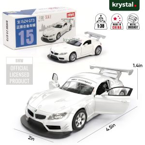 BMW Z4 GT3 & BMW Z4 M40i 1:38 Alloy Model Cars - Z4 GT3 White 1:38