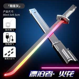 Rechargeable LED Spark Katana - Glowing Toy Sword - Dark Star Gray
