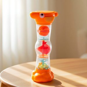 Baby Rainmaker Hourglass Sand Timer Sensory Rattle Toy - Hourglass Orange