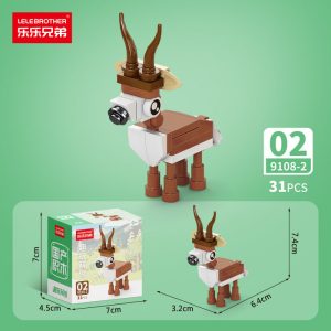 Lele Brothers 10-in-1 Animal Building Blocks - DIY Safari Series Educational Toy Set For Kids - Antelope