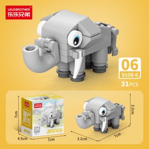 Lele Brothers 10-in-1 Animal Building Blocks - DIY Safari Series Educational Toy Set For Kids - Elephant
