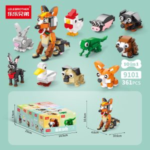 Lele Brothers 10-in-1 Cute Pets Mini Bricks Building Block Toy Kit