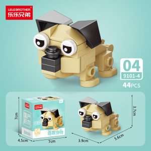 Lele Brothers 10-in-1 Cute Pets Mini Bricks Building Block Toy Kit - Pug