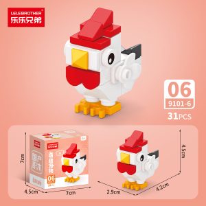 Lele Brothers 10-in-1 Cute Pets Mini Bricks Building Block Toy Kit - Chicken