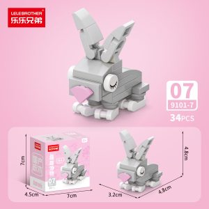 Lele Brothers 10-in-1 Cute Pets Mini Bricks Building Block Toy Kit - Rabbit