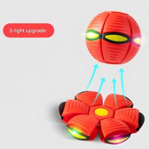 Magic Flying Saucer Ball - Kids 2-in-1 Transforming UFO Toy - Red Ball+Light