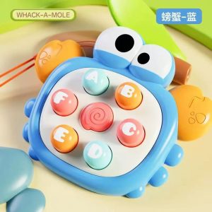 Mini Whack A Mole Game Toy - Cute Crab & Duck Design - Crab Blue