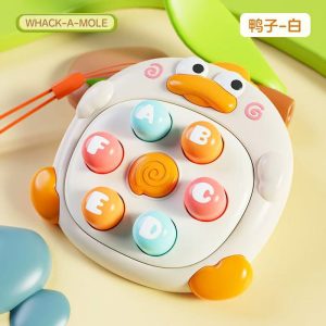 Mini Whack A Mole Game Toy - Cute Crab & Duck Design - Cute Duck White